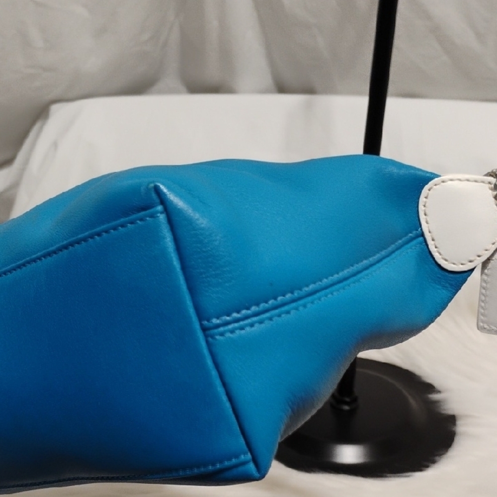 FIRM PRICE! RARE! NWT Coach Blue/White Leather Mini Shoulder Bag - Picture 9 of 16